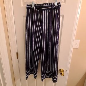 Banana Republic Blake Navy striped wide leg pants size 0
